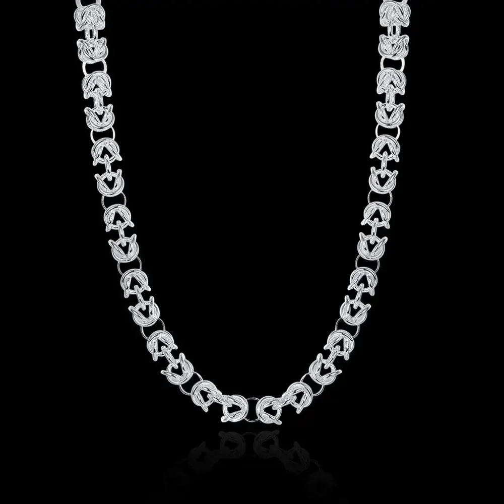18 Inch Long Toggle Byzantine Chain 7mm Wide Stamped .925 Solid Sterling Silver